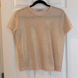 Prada Short-Sleeve Mohair Sweater - Rose Gold
